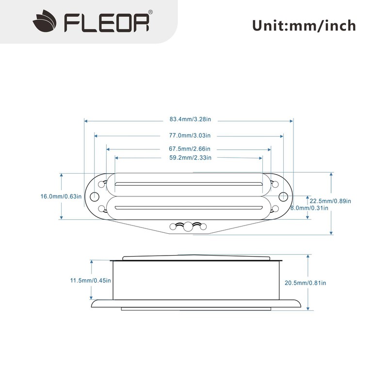 FLEOR Alnico 5 Hot Rail Humbucker Single-Coil-Sized Pickup 12-13K Bridge