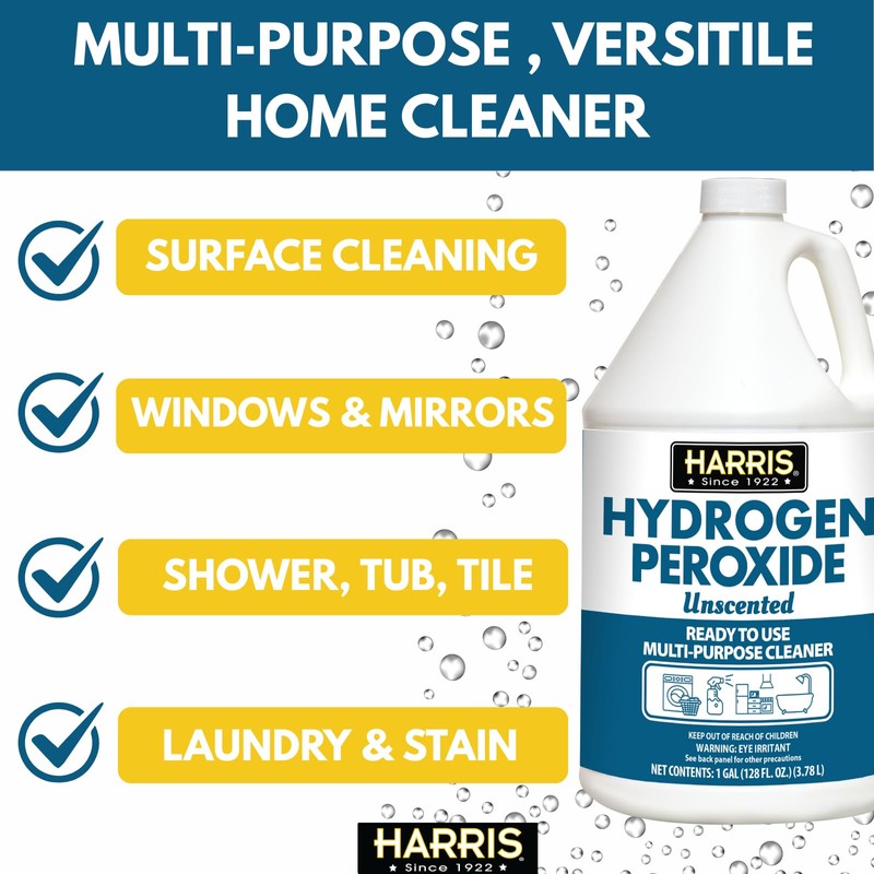HARRIS Hydrogen Peroxide Ready to Use, 128oz, for Kitchen, Bath,
