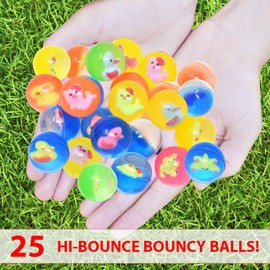 25 Bouncy Balls for Kids Party Favors | Cute Figures Bouncy Ball 27mm | Superball Small Rubber Balls for Kids