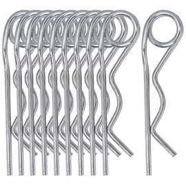 SKIR'CO (Pack of 10) Zinc Plated Steel Spring Cotter Pins 2mm Double Ring R Clips R Shaped Spring Cotter Pin