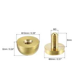 sourcing map 10x6mm Round Studs Rivet Purse Handbag Feet Spike Brass Leather Craft Screw Back Rivets DIY 6 Sets