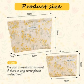 GYHWOFUL Cosmetic Bag, Large Small Toiletry Bag, Women's Wash Bag, Corduroy, Toiletry Make Up Organiser, Toiletry Bag, Makeup Bag, Multifunctional Cosmetic Bag, Girls, yellow, vintage flowers