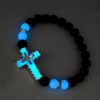 LXSSLY 8mm Natural Volcanic Stone Bracelets for Men,Yoga Luminous Cross