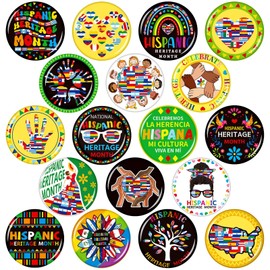 SEPGLITTER 54pcs Hispanic Heritage Month Buttons, Brooch Pins Badges Bulk for Hispanic Heritage Party Favors Teacher Supplies Rewards Decorations National Latino Gifts Shirt Backpack Hat Accessories