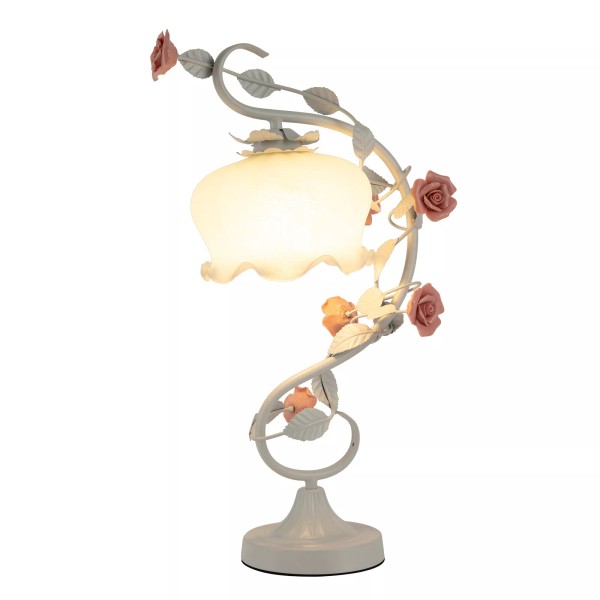 Flower Table Lamp Lily Shaped Glass Green Bedside Desk Light