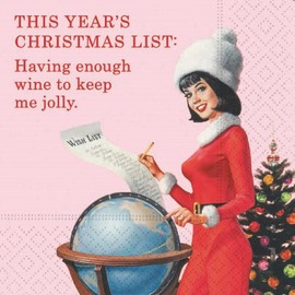 Funny Ladies Christmas Cocktail Party Napkins - 40 CT | 2 packs of 20CT Beverage Napkins | This Years Christmas List Design
