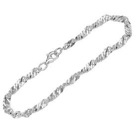 NKlaus Necklace Double Curb Chain Twisted 925 Sterling Silver (38 cm - 80 cm) Width 3.5 mm, 19 centimetres, Sterling Silver