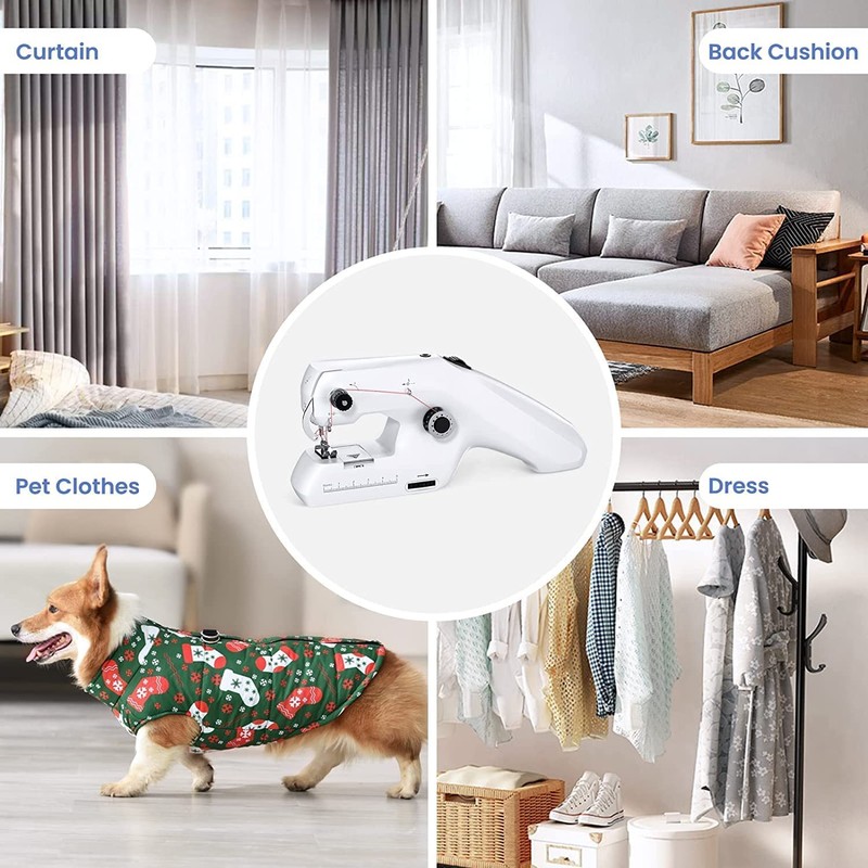 Portable Mini Electric Sewing Machine, Double Threading, Suitable for Curtains