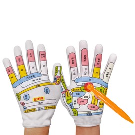 Hand Pressure Point Gloves (Double-Sided Printing Points) Palm Massage Point Push Stick Equipment Goods (Japanese Acupoint Instruction Manual)