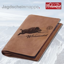 FFelsenfest Leather ID Wallet with Hunting Motif I Approx. 16.5 x 1.5 x 12 cm