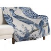 PrintingCo Throw Blanket Blue Chinoiserie Bird Couch Blanket Chinese Style