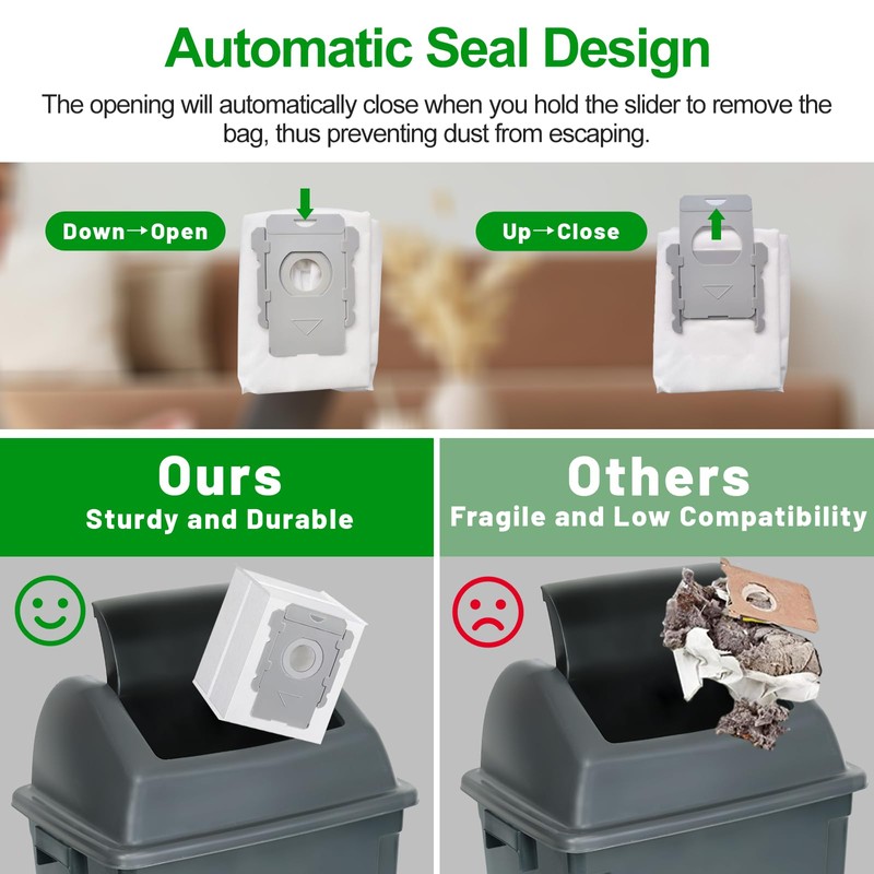 Omiracle 12 Pack Vacuum Bags Compatible with iRobot Roomba i3+,