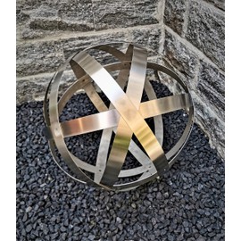 Jürgen Bocker Gartenambiente Decorative Sphere 15 cm Stainless Steel Matt Brushed Mesh Ball Striped Ball