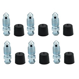 6 PCS Brake Bleeder Screws, Bleeder Valve, Caliper Bleeder Screw with Rubber Cap M8x1.25-25.2mm, H9405-6, 105182, 639520