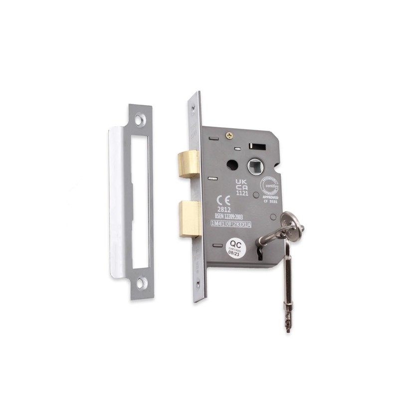 Infinity Decor Fire Rated Polished Chrome 3 Lever Mortice Sash