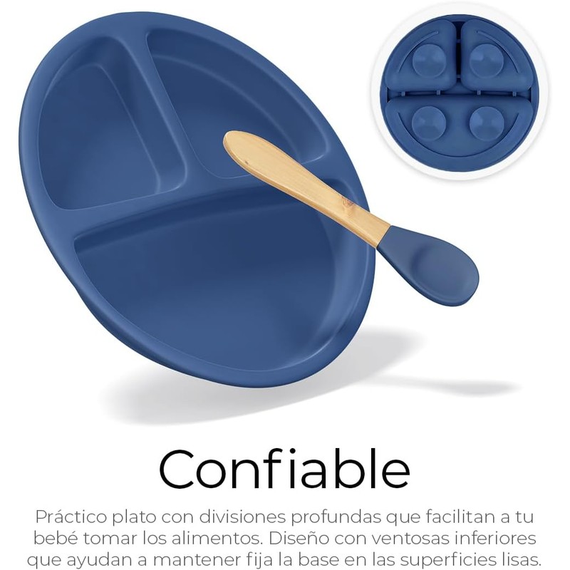 Juego de Platos y Cubiertos para Bebé de Silicona Raganet