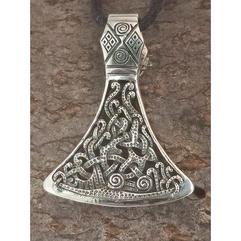Kiss of Leather Viking Axe Pendant 925 Sterling Silver No.385,