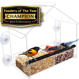 Nature Gear Acrylic Clear Bird Feeders for Window Viewing, Weather Resistant & Easy to Clean with Sliding Tray, Clear Window Bird Feeder with Strong Suction Cups, Home