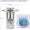 Sink Drain Strainer, Universal Bathroom Sink Plug, Pop-Up Small Bathroom