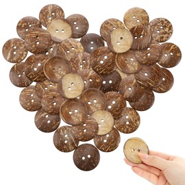 Riceshoot 20 Pcs 2 Inches Coconut Shell Buttons Coconut 2 Holes Button Sewing Buttons for Shirt DIY Crafts Decorations