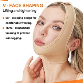 Reusable V Line Mask Facial Slimming Strap Double Chin Reducer Chin Up Mask Face Lifting Belt V Shaped Slimming Face Mask (M)