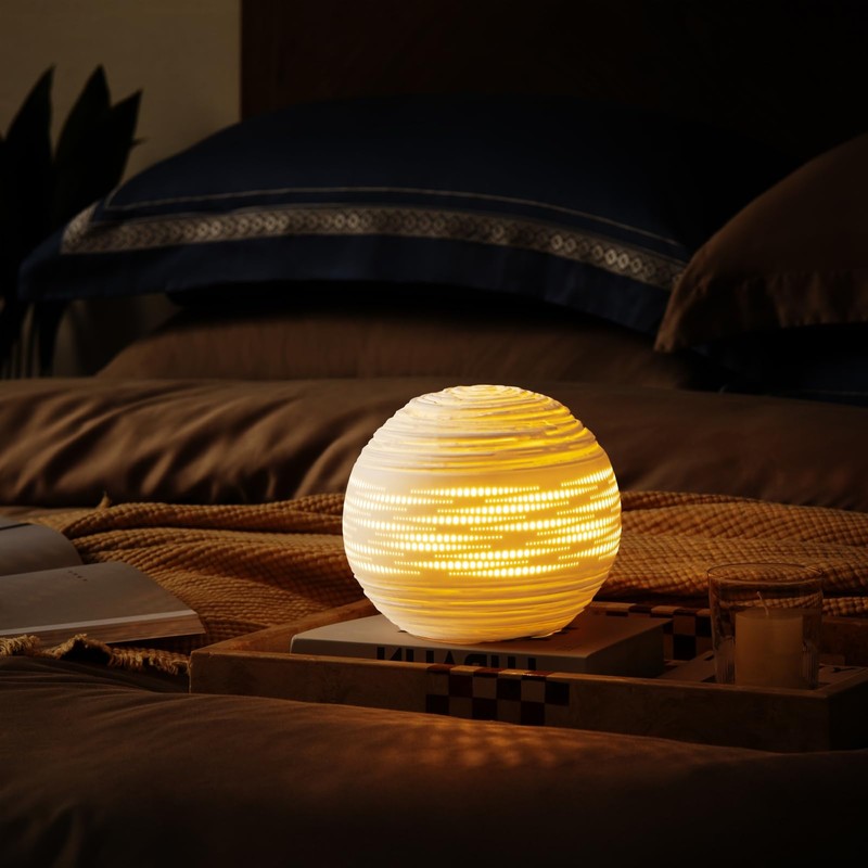 RONDURE 8.7" Modern Ceramic Table Lamp, Modern Bedside Lamps for