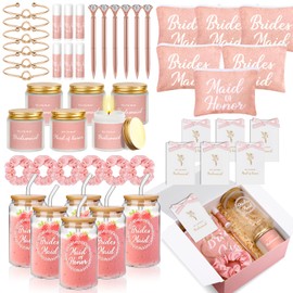 Guifizeiom 61 Pcs Bridesmaid Proposal Gifts Set of 6, Will You Be My Bridesmaid Box(Pink)