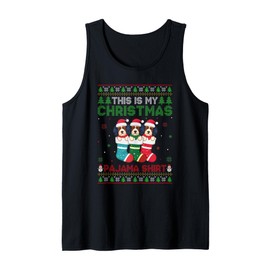 Havanese Dog in Christmas Socks Ugly Sweater Xmas Pajama Tank Top