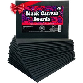 Black Canvas for Painting Bulk 20 Pack Small Canvases for Painting Boards Blank Canvas for Painting 5x7 Art Canvas Panels for Paint for Artists Gesso Primed for Oil, Acrylic, and Watercolor