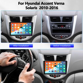 1+32G Android 13 Car Radio Stereo for 2010-2016 Hyundai Accent Verna Solaris with GPS Navigation Head Unit Bluetooth,9" IPS Touch Screen Mirror Link WiFi FM/RDS Radio USB SWC+Backup Camera&MIC
