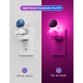 L LOHAS LED Night Light for Kids, 3D Space Night Light Plug in, Dusk to Dawn Nursery Night Lights, RGB+Soft White 3000K, 3 Lighting Modes, Room Decor, Children