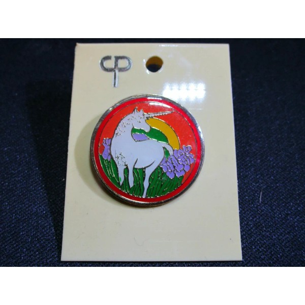 Vintage NOS CP Rainbow Unicorn Fantasy 80's Enamel Lapel Pin