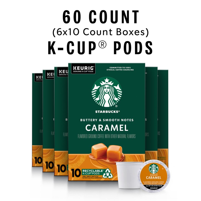 Starbucks K-Cup Coffee Pods, Flavored Hot or Iced Coffee, Caramel,