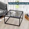 SAYGOER Glass Coffee Table, Small Modern Coffee Table Square Simple