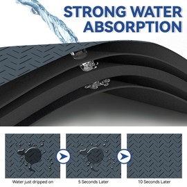 BXPAW Dog Cat Food Mat - Absorbent Pet Feeding Mat for Food & Water Bowls,Waterproof Non-Slip Rubber Backing,Quick Dry Dog Bowl Mat for Messy Drinkers(12"x20",Black Twill Paw)