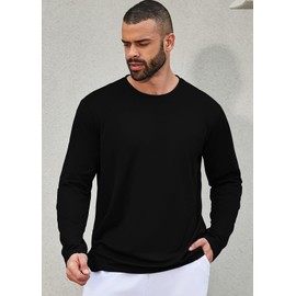 Facitisu 5 Pack Men Long Sleeve T Shirts Quick Dry Athletic Running Activewear Workout Performance Tee Shirts L