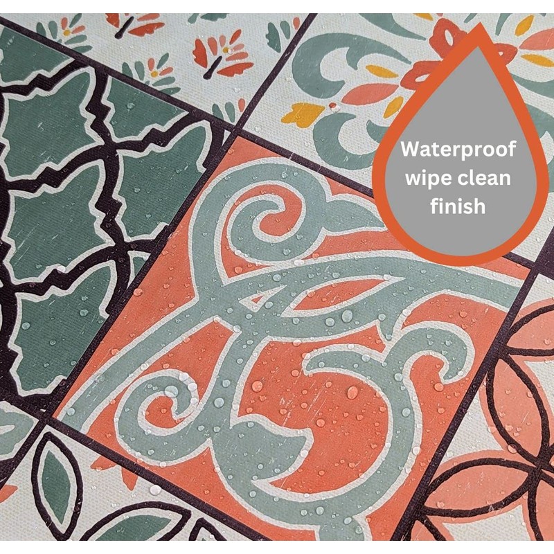 Karina Home Porto Tiles Multi Wipe Clean Tablecloth Vinyl PVC
