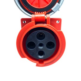 IEC 60309 Waterproof Industrial Connector Socket, 4Pin 63A 380V-415V 3P+E 6H IP67 Waterproof Female Connector Power Connecting Industrial Concealed Socket for Aviation and Industry