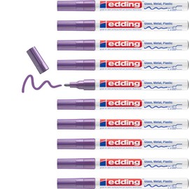 edding 751 gloss paint marker - violet - 10 paint markers - round tip 1-2 mm - paint pen for glass, pebbles, wood, plastic, paper - waterproof, high coverage