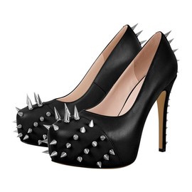 blingqueen Stiletto High Heels Round Toe Pumps Platform Women's Shoes, black