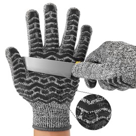 HandLove Cut Resistant Gloves, 100% Food Contact Safe, CE Level 5 Premium Protective Cutting Gloves, food-grade silicone grip for kitchen, mandolin, shucking oysters, whittling, gardening, 2Pairs, M