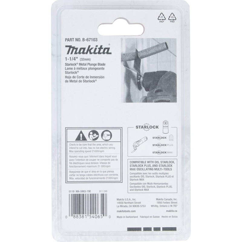 Makita B-67103 1-1/4" Starlock® Metal Plunge Blade (BiM)