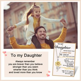 Tarsus Daughter Necklace, Daughter Gifts from Dad Father Sunflower Jewerly for Daughter Present