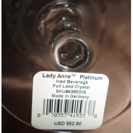 Gorham Lady Anne Platinum Crystal Premium Iced Beverage Glass Germany New No Box