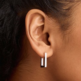 925 Sterling Silver Square Hoop Earrings Minimalist Geometric Rectangle Silver Hoop Earrings for Women, Hypoallergenic Jewelry