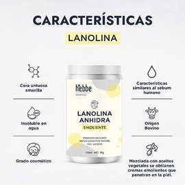 HEBBE - Lanolina 1kg | Alivia Piel Agrietada | Potente Emoliente | Ideal para Labios Resecos | Restaura Barrera Cutánea | Combate Irritaciones y Rojec