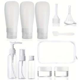 FENGQQKJ Pack of 11 Hand Luggage Liquids Transparent Toiletry Bag Travel Set Bottles Hand Luggage Travel Bottles for Filling Mini Toiletry Bag Travel Set for Cosmetics Shampoo, Transparent,