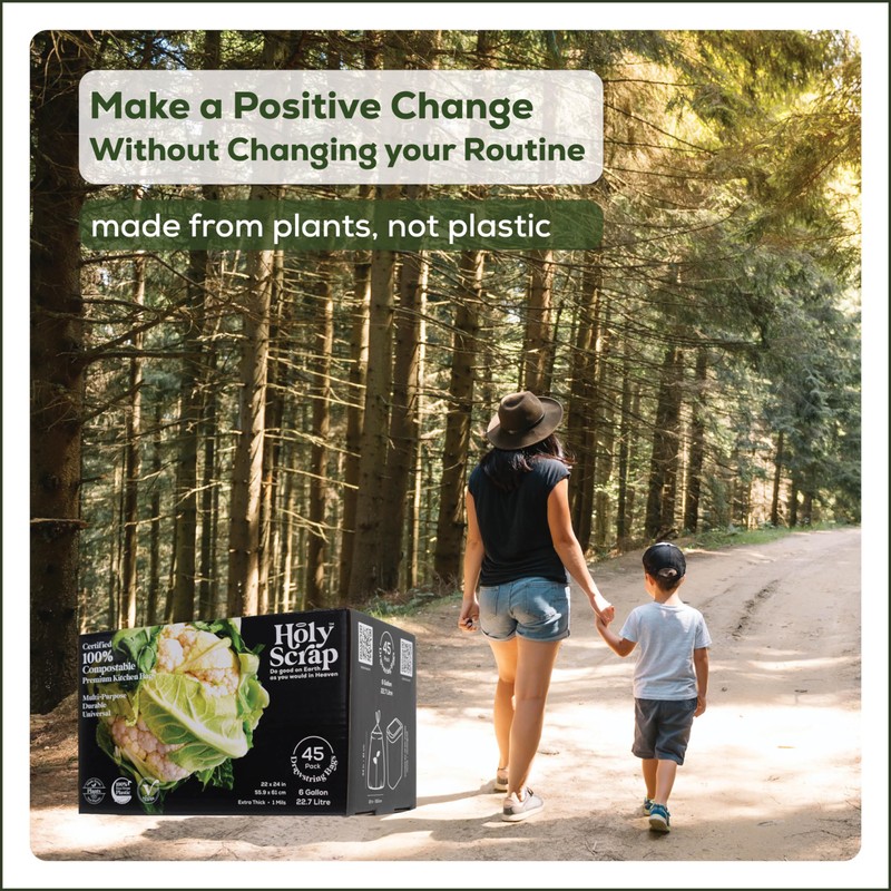 HOLY SCRAP! Medium Compostable Drawstring Trash Bags - 6-8 Gallon,
