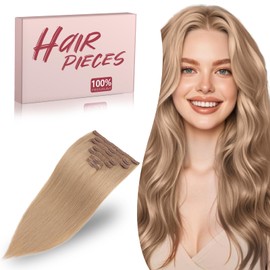 TESSHAIR Clip in Hair Extensions Long Straight, 100% Real Human Hair,No Tangle & Smooth,85g, 10 Inch,#27 Dark Blonde