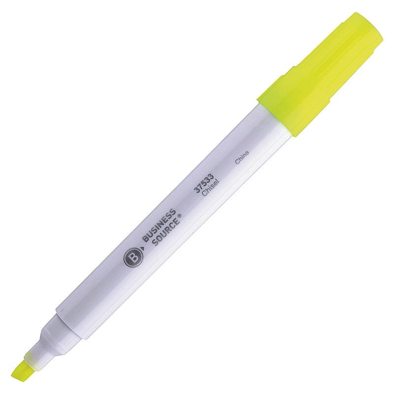Business Source 37533 Highlighter Chisel Tip Florescent Yellow